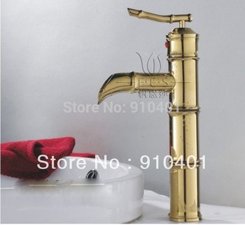 Bamboo Bathroom Vanity on Golden Finish Bathroom Basin Faucet Bamboo Shape Vanity Sink Mixer Tap