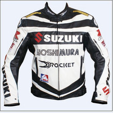 Motorcycle Jackets suzuki motorcycle jacket PU leather free shipping 2 colors motorbike road race