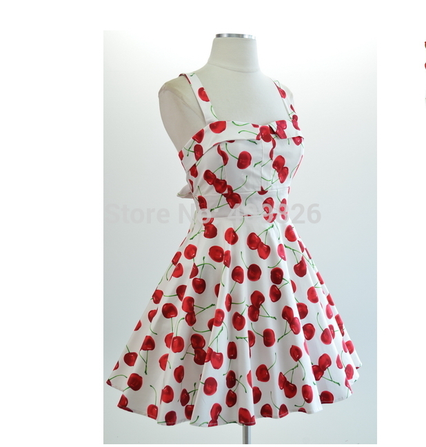 White cherry retro dress