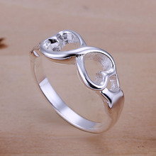 Free Shipping 925 Sterling Silver Ring Fine Fashion Double Heart Ring Women Men Gift Silver Jewelry
