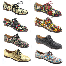 2013 fashion vintage floral print oxfords preppy style women genuine leather shoes oxford shoes for women sapatos