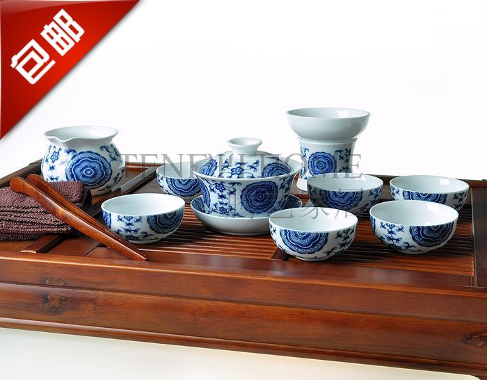 11pc qinhua ceramic cup tea set