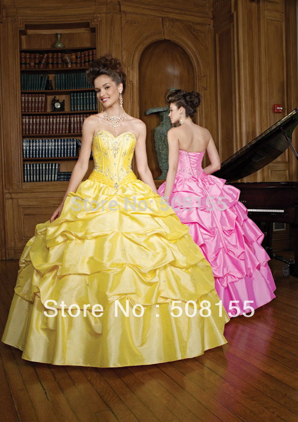 Free Shipping Fashion Hot Sale Sweetheart Ball Gown Embroidered Taffeta Custom made Quinceanera Dress LAE002