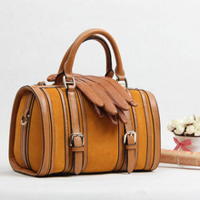 Genuine Leather Woman Messenger Bucket Bag Lady Patchwork Nubuck Handbag Luxury Calfskin Large Cowhide Totes Free