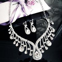 Quality rhinestone chain sets bridal necklace earrings marriage accessories necklace