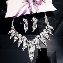 Quality sparkling rhinestone bride chain sets earrings necklace marriage accessories fashion set