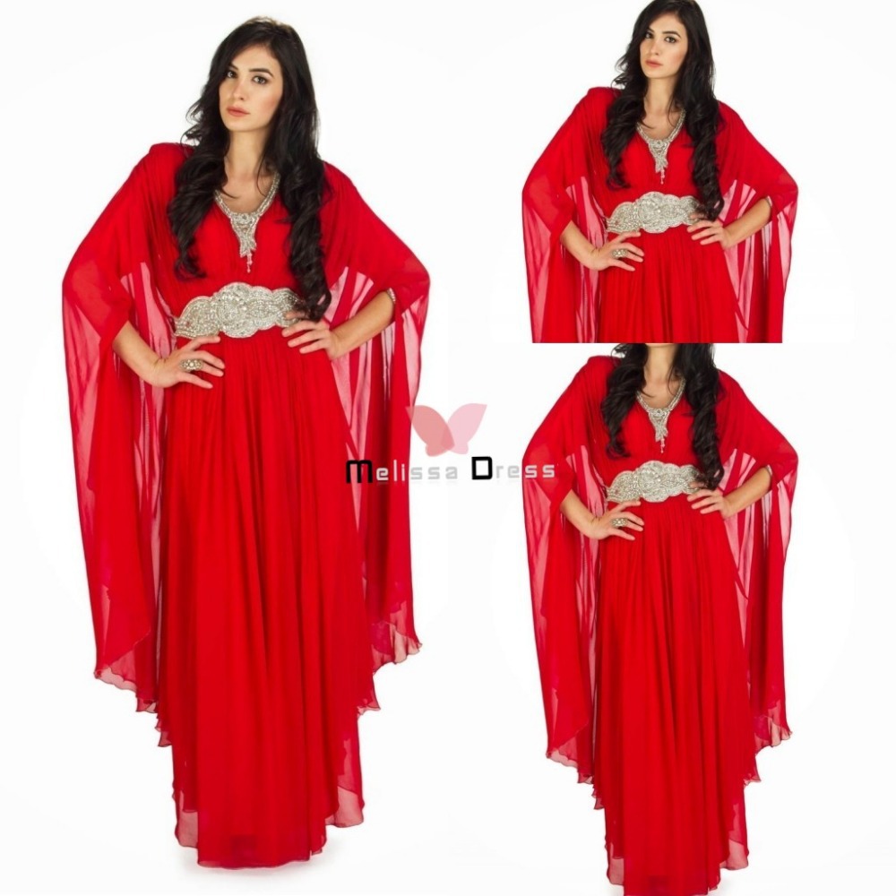 Customized-Dubai-Kaftan-Evening-Dress-with-Long-Sleeve-Red-Sequins-And ...