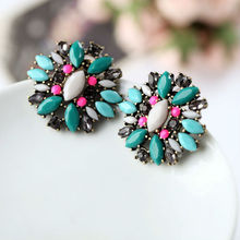 New Styles 2013 Fashion Jewelry Antique Vintage Green Plant Round Earrings Christmas Gifts