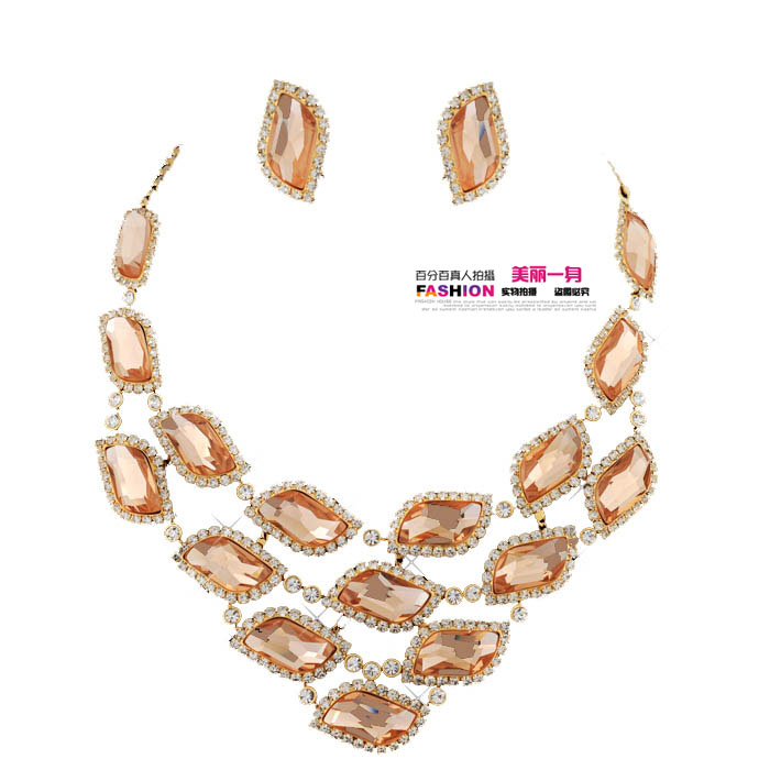 Neoglory accessories the bride accessories marriage wedding champagne color crystal chain sets set