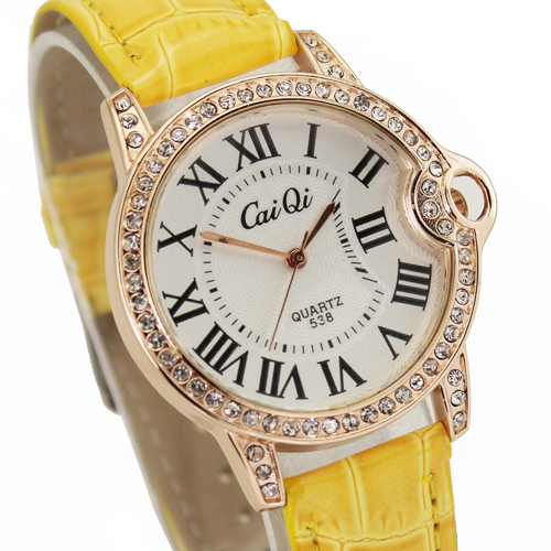 Yellow Luxury Jewelry Women Woman Ladies Female Hand Hours Analog Dress Fashion Quartz Gifts Wrist Watches