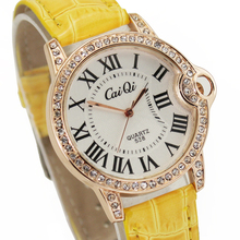 Yellow Luxury Jewelry Women Woman Ladies Female Hand Hours Analog Dress Fashion Quartz Gifts Wrist Watches. Free Shipping