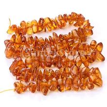 Free Shipping 7x13mm Honey Brown Synthetic Amber Irregular Chip Loose Beads 16 inch