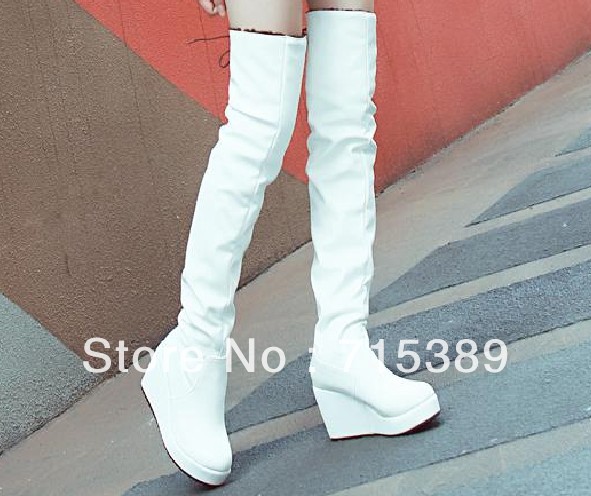 white-high-heel-fur-boots-gladiator-heels-knee-high-platform-shoes ...