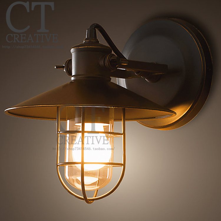 Colored glaze loft made of copper lamp base classic antique bird cage metal wall lamp-inPendant ...