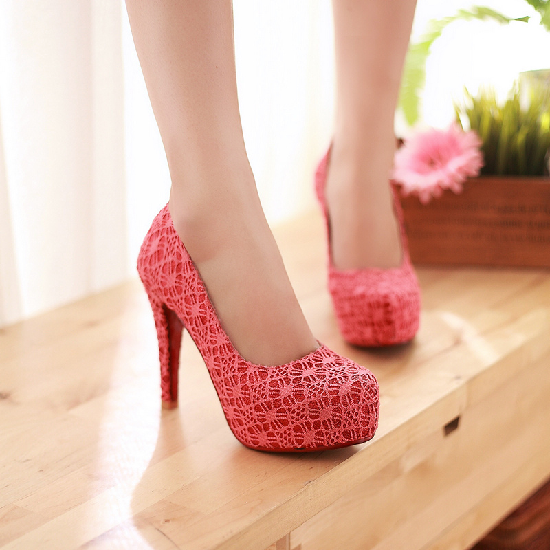 Free shipping high heel shoes new sexy lady black beige red white bow pump platform women