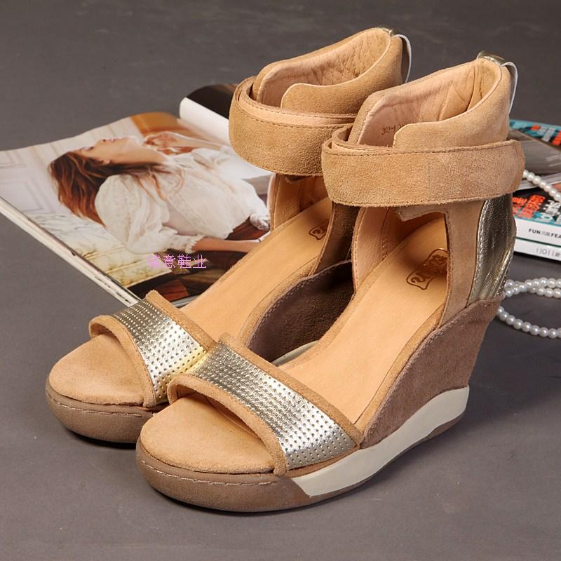 Ash 2014 spring and summer full genuine leather platform wedges sandals sports mint green ice cream