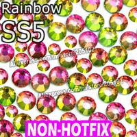 SS5 1.7-1.8mm,Rainbow non hotfix FlatBack Rhinestones,1440pcs/bag glass loose Nail Art crystals glitters DIY stones