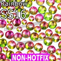 SS16 3.8-4mm, Rainbow non hotfix FlatBack Rhinestones,1440pcs/bag glass loose Nail Art crystals glitters DIY stones