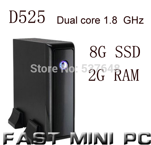mini pcs ITX Computer with Intel D525 Dual Core 1 8GHz 2G RAM 8G SSD thin