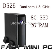 2013 mini pcs ITX Computer with Intel D525 Dual Core 1.8GHz 2G RAM 8G SSD mini computer