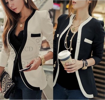 White Black Colors Fashion New Slim Ladies Womens Suit Coat Blazer Jacket Button White Black Colors Fashion New Slim Ladies Womens Suit Coat Blazer Jacket Button