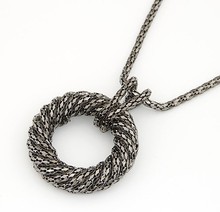 Metal decoration minimalist circle pendant long necklace sweater chain fashion jewelry