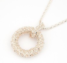 Metal decoration minimalist circle pendant long necklace sweater chain fashion jewelry