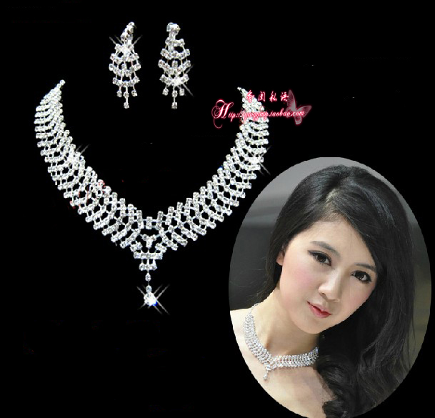 The bride accessories 2 piece set pearl necklace earrings hair accessory wedding jewelry marriage accessories set