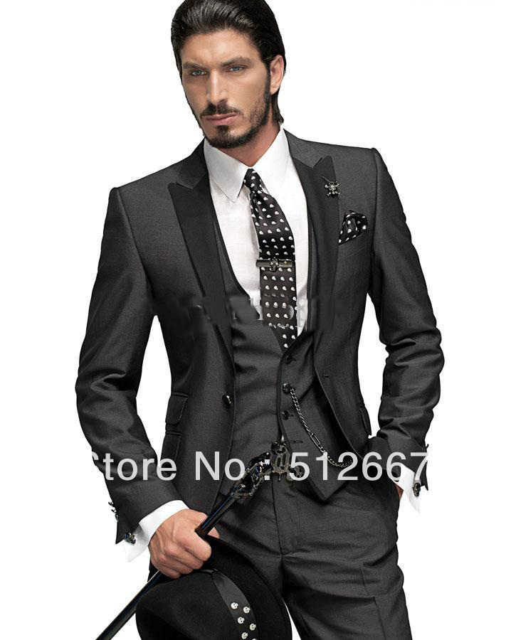 2014-cheap-Groom-Tuxedos-Hot-selling-Charcoal-One-button-Black-Peak-Lapel-Groom-Tuxedos-Groomsmen-Men.jpg (711×900)