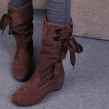 2013 women’s autumn shoes nubuck leather female boots waterproof wedges elevator medium-leg boots spring and autumn boots