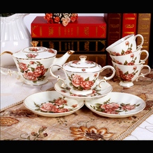 Cheap Fifteen Pieces European Style Handpainted Pattern Ceramic Tea Coffee Set