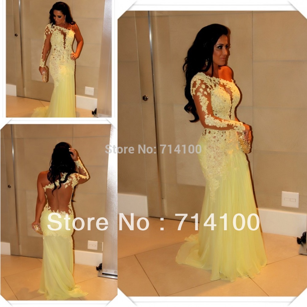 ... Yellow-Lace-Transparent-Back-2013-Long-Sleeve-Party-Prom-Dresses-Long