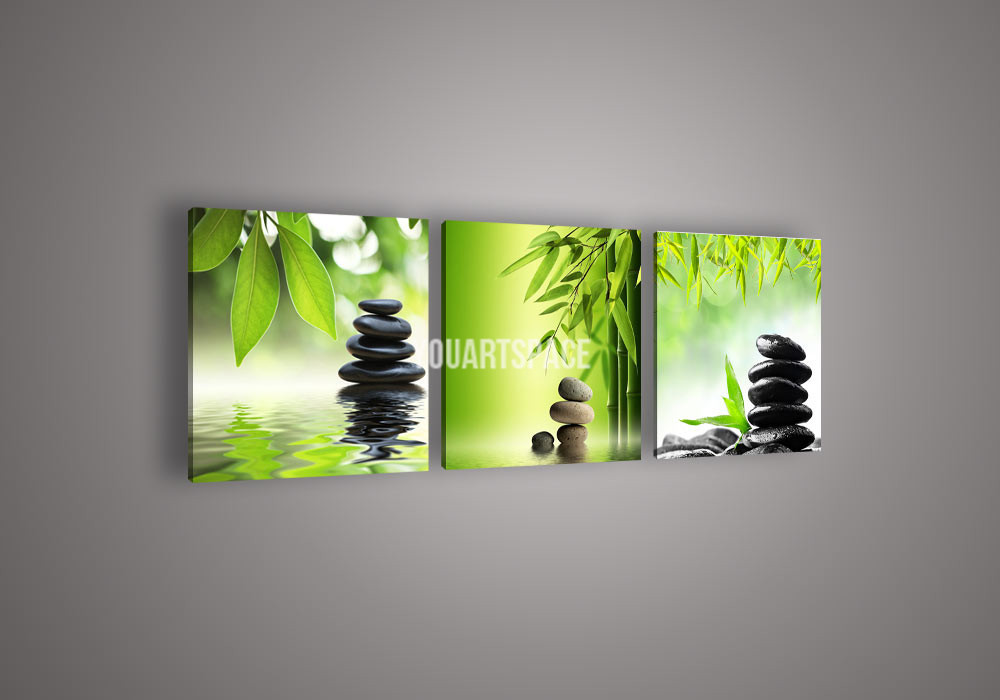 Aliexpress.com : Buy 3 Piece Wall Art Botanical Green Bamboo Stone ...