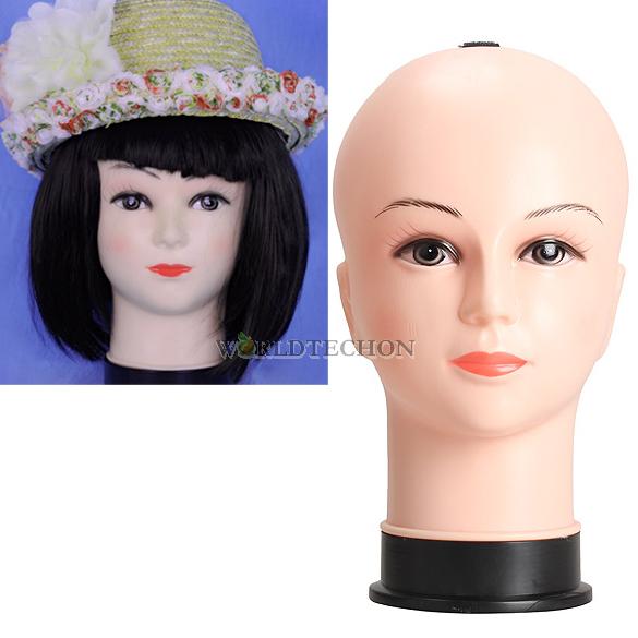 W7T Real Female Mannequin Head Model Wig Hat Jewelry Display Cosmetology Manikin