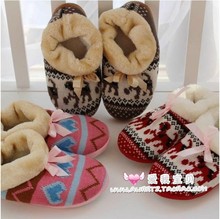 Autumn and winter month of shoes home slippers package with cotton-padded shoes maternity shoes maternity shoes yarn slippers