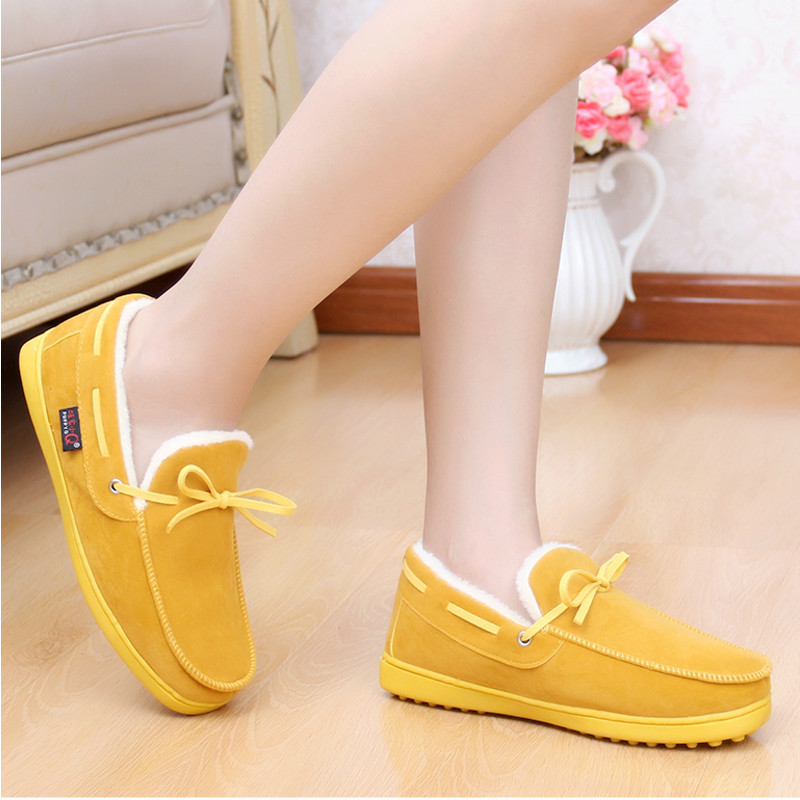 Autumn and winter thermal women s shoes plus velvet boots flat heel flat slip resistant cotton