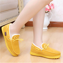 Autumn and winter thermal women’s shoes plus velvet boots flat heel flat slip-resistant cotton-padded shoes gommini maternity