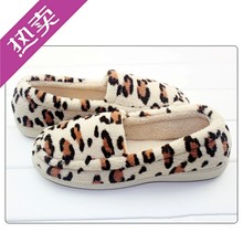 Autumn and winter leopard print indoor cotton-padded shoes at home package with cotton-padded slippers maternity month of shoes