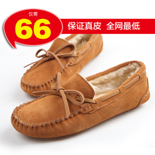 Plus velvet gommini women’s loafers shoes genuine leather scrub shoes low-top thermal cotton-padded shoes slip-resistant
