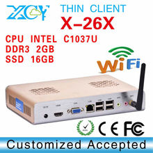 XCY X-26X cheap mini pc no fan no noise linux embedded thin client support Video with fast speed CPU -C1037U thin client mini pc