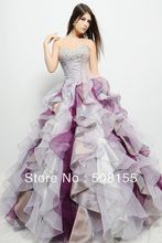 Free Shipping 2014 New Sweetheart Off Shoulder Ball Gown Floor Length Ruffled Satin&Organza Quinceanera Dress LAQ005
