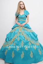 Free Shipping Fashion Sweetheart Blue Ball Gown Floor Length Taffeta Quinceanera Dress With Jacket LAQ006