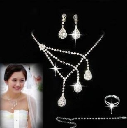 The bride accessories chain sets rhinestone necklace the bride accessories 4 piece set wedding marriage jewelry
