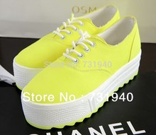 Lace casual shoes platform shoes multicolor candy-colored wild soled canvas shoes within the higher