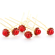 Colour bride white red single-bead classical hair stick accessories hair maker child wedding hair accessory marriage accessories