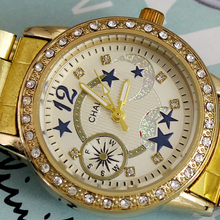 Hot Sale Golden Fashion Luxury Diamond Watches Women’s Ladies Girls Jewelry Star Quartz Wrist Watches, Free & Drop Shipping