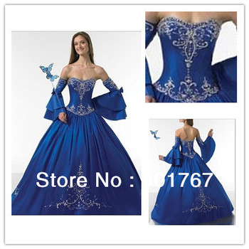 Blue medieval wedding dresses