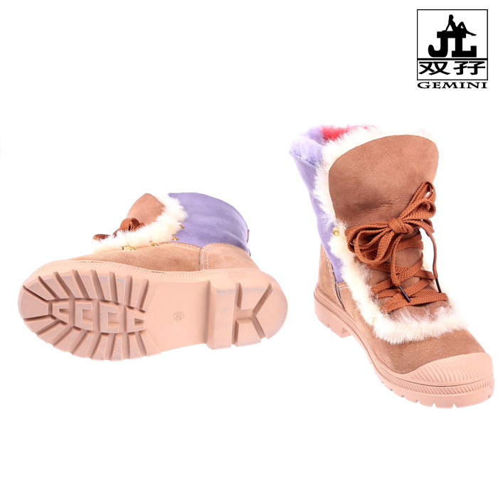 Fancy fur one piece snow boots shoes warm boots