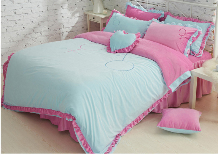 Pink duvet cover queen princess girl bedding new arrival turquoise ...