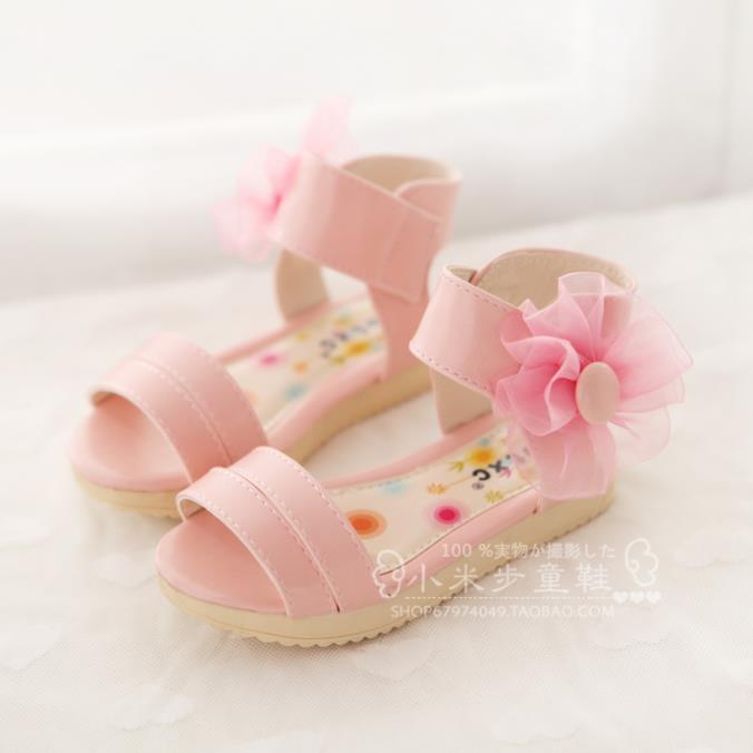 Leather Flower Kids Princess Shoes Roman Sandals For Summer-in Sandals ...